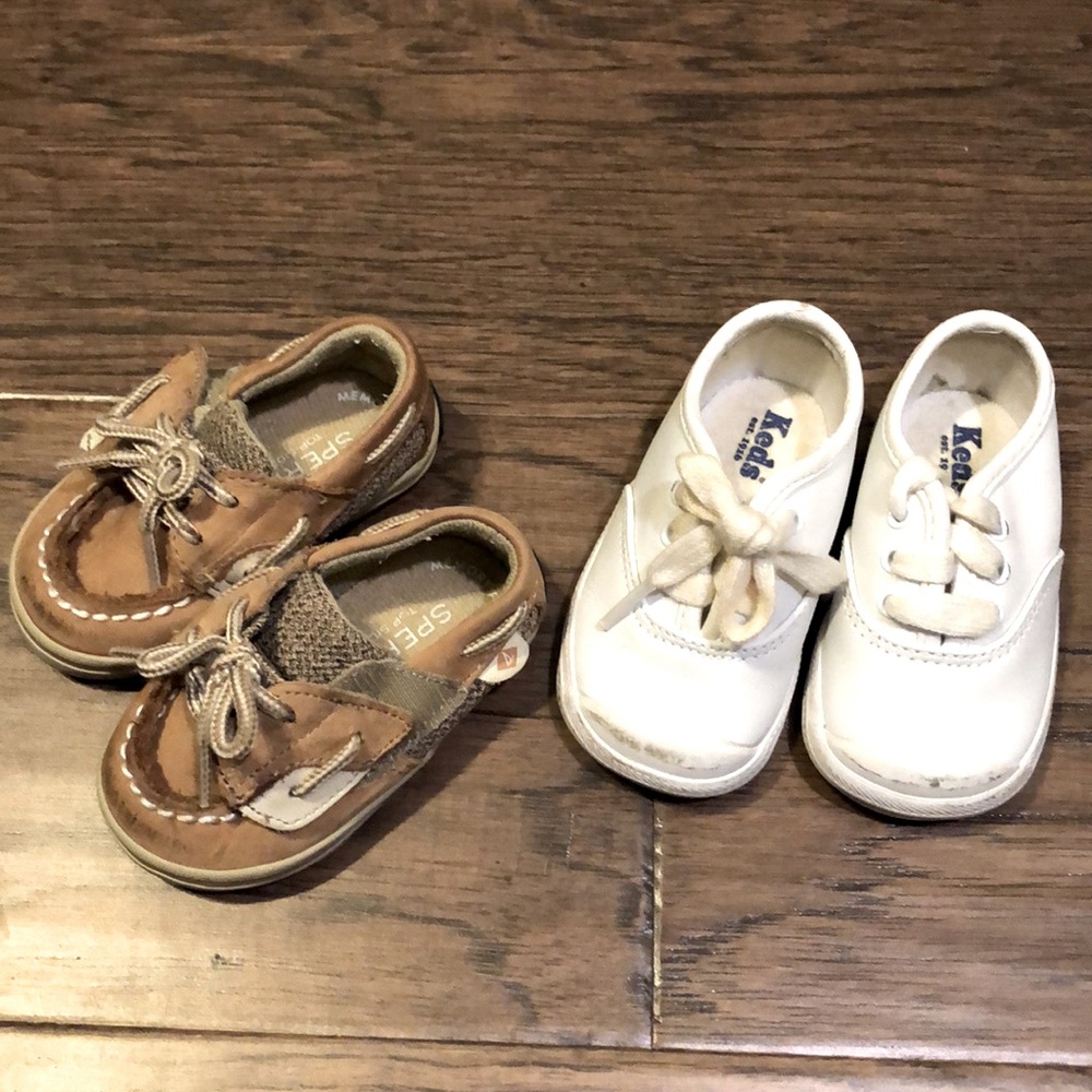 Two pairs of baby shoes size 2 and 3